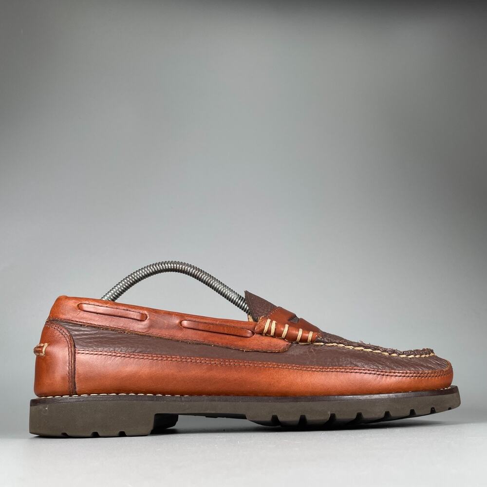LL Bean Allagash Men's Size 10.5 D Brown Leather Slip On Penny Loafer Dress Shoe - Picture 6 of 9